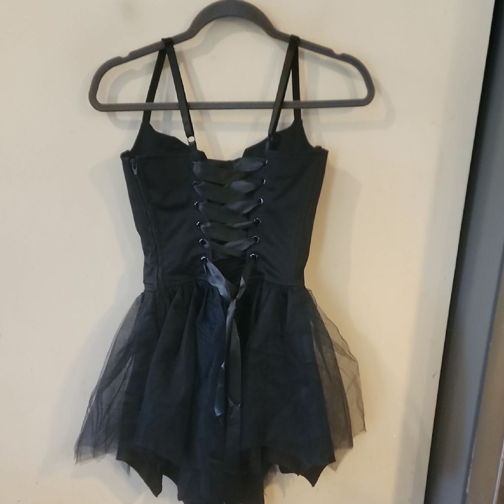 Elegant Black Lace-Up Dress